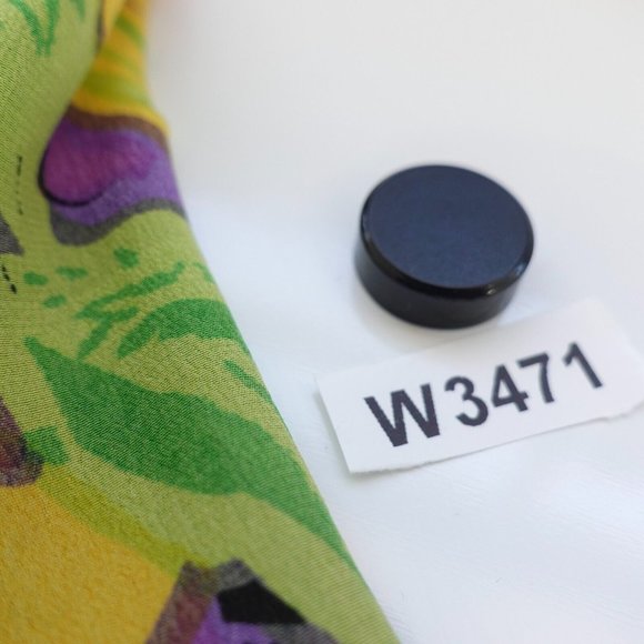 VINTAGE Tropical Top Women XL Silk Bold Blouse Vivid Bright Leaves Boho 90s - Picture 10 of 10